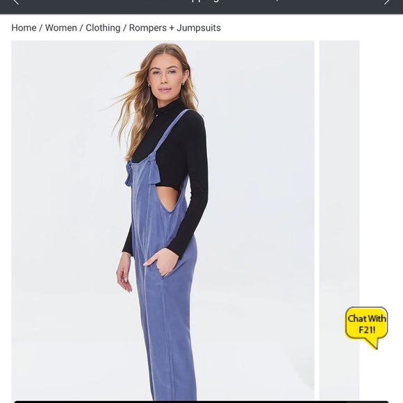 Forever 21 nwt twill overalls Grey blue small - Picture 4 of 9